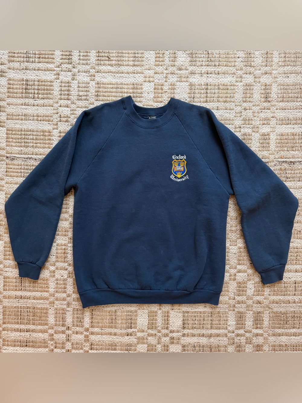 Screen Stars Navy Blue Sweatshirt with Oxford University Embroidered Crest